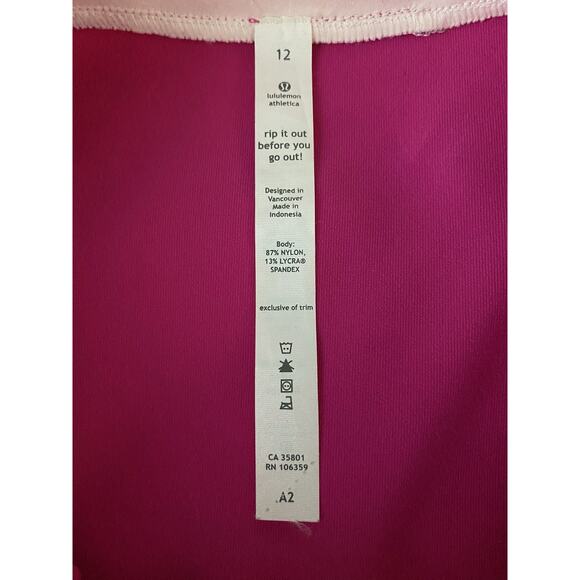 Wmns Lululemon Athletica Sz 12 Pink White Trim Stretchy Versatile Tank Top - Picture 7 of 9